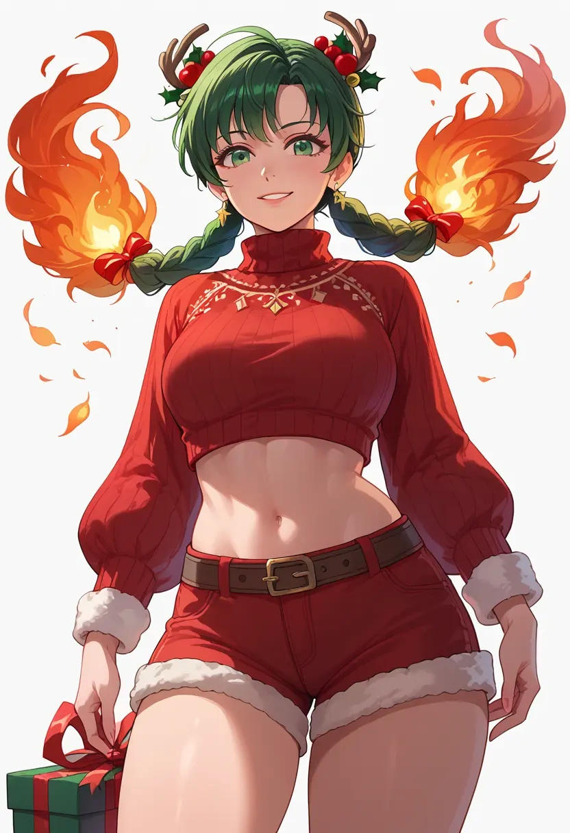 fire_emblem,lyn_(fire_emblem),Christmas,red velvet shorts,turtleneck sweater  - 