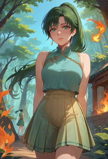 fire_emblem,lyn_(fire_emblem),tennis dress,visor,trainers  - AI generated anime art