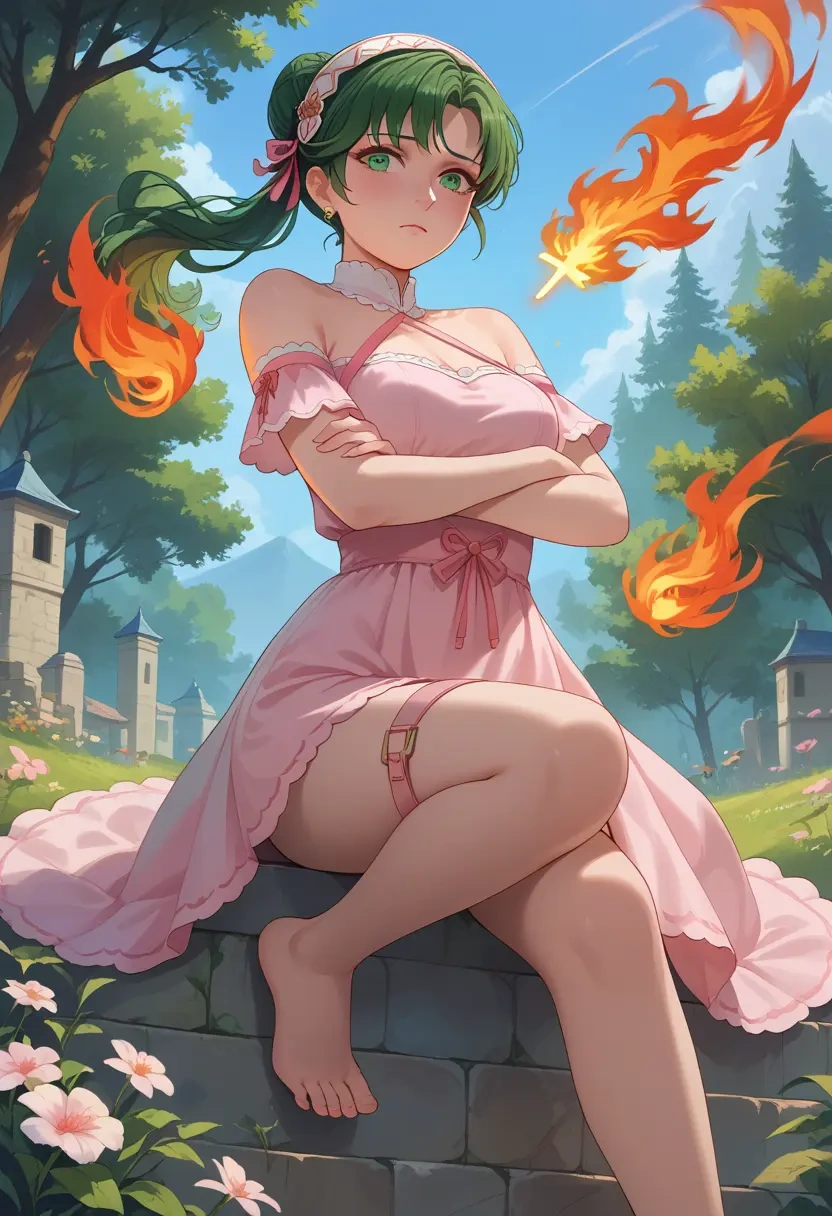 fire_emblem,lyn_(fire_emblem),silk slip dress  - 