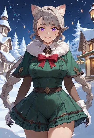 genshin impact,lynette,Christmas,dress  - AI generated anime art