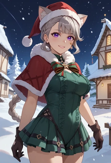 genshin impact,lynette,Christmas,dress  - AI generated anime art