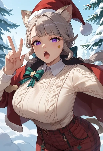 genshin impact,lynette,Christmas  - AI generated anime art