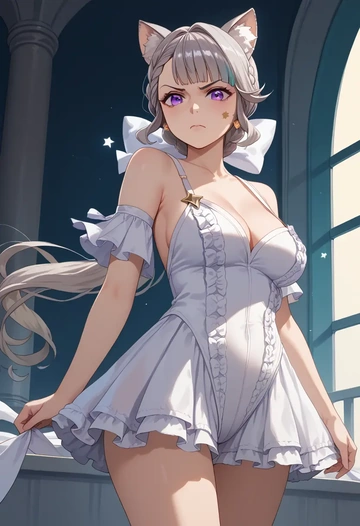 genshin impact,lynette,silk slip dress  - AI generated anime art