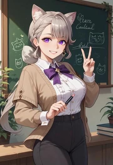 genshin impact,lynette,teacher, sweater  - AI generated anime art