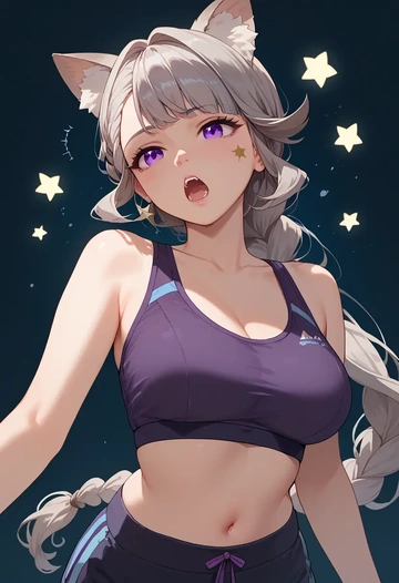 genshin impact,lynette,sports bra,high-waisted leggings  - AI generated anime art