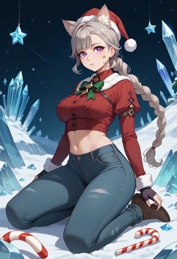 genshin impact,lynette,Christmas  - AI generated anime art