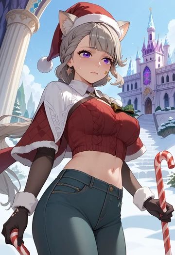 genshin impact,lynette,Christmas  - AI generated anime art