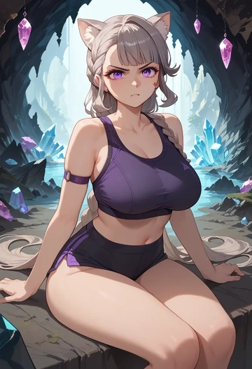 genshin impact,lynette,sports bra,wide-leg joggers  - AI generated anime art