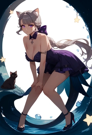 genshin impact,lynette,gown,strapless,mermaid silhouette  - AI generated anime art