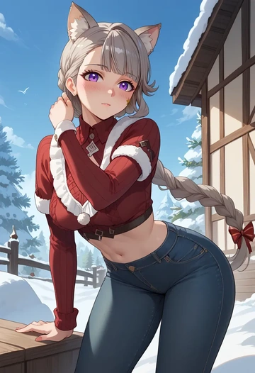 genshin impact,lynette,Christmas  - AI generated anime art