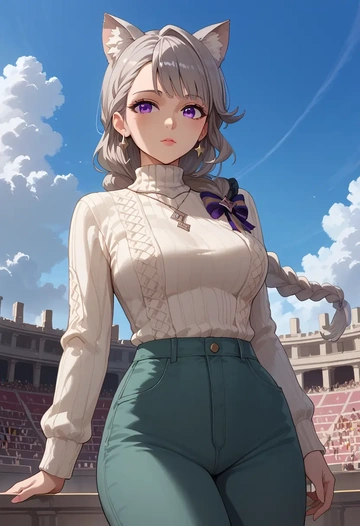 genshin impact,lynette,sweater  - AI generated anime art