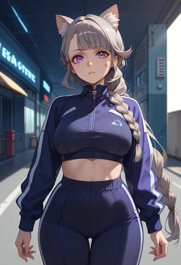 genshin impact,lynette,athletic,track suit  - AI generated anime art