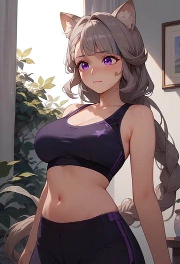 genshin impact,lynette,sports bra,high-waisted leggings  - AI generated anime art