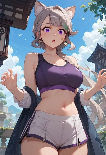 genshin impact,lynette,sports bra,high-waisted leggings  - AI generated anime art