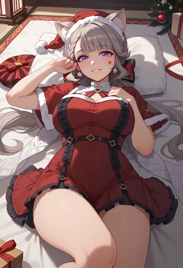 genshin impact,lynette,Christmas,red velvet dress  - AI generated anime art