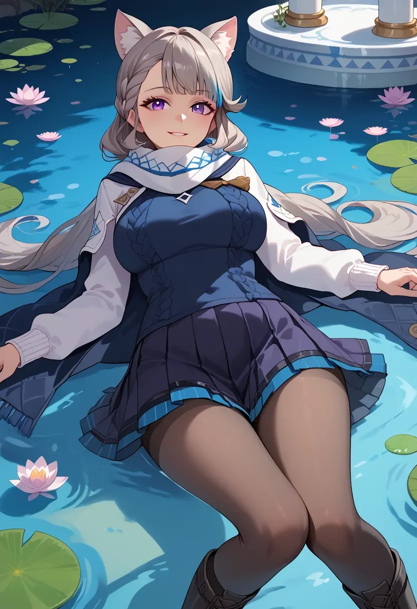 genshin impact,lynette,winter,student uniform,puffer jacket  - 