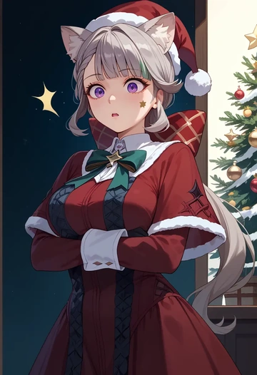 genshin impact,lynette,Christmas,red velvet dress  - AI generated anime art