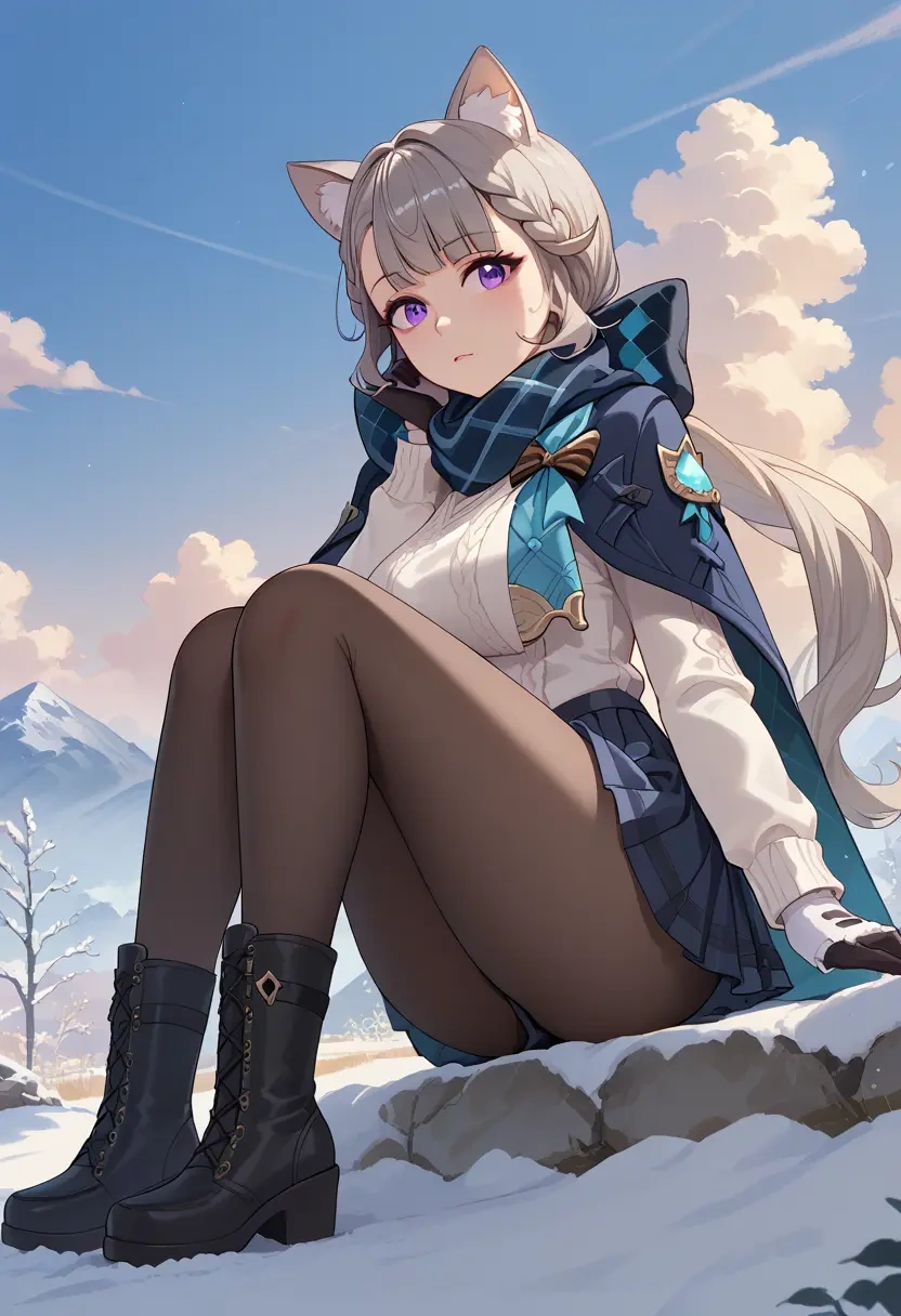 genshin impact,lynette,winter,student uniform,puffer coat  - 