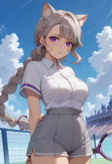 genshin impact,lynette,tennis polo,skort  - AI generated anime art