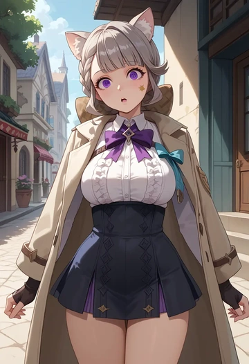 genshin impact,lynette,coat,long,double-breasted,pencil skirt  - AI generated anime art