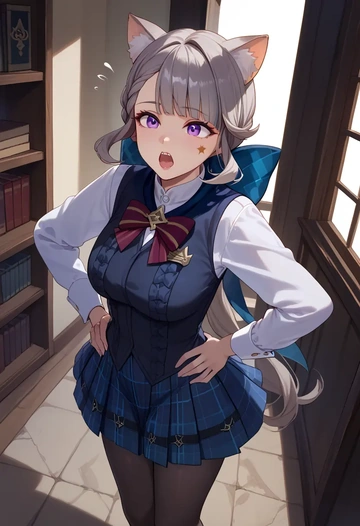 genshin impact,lynette,winter,student uniform,vest  - AI generated anime art