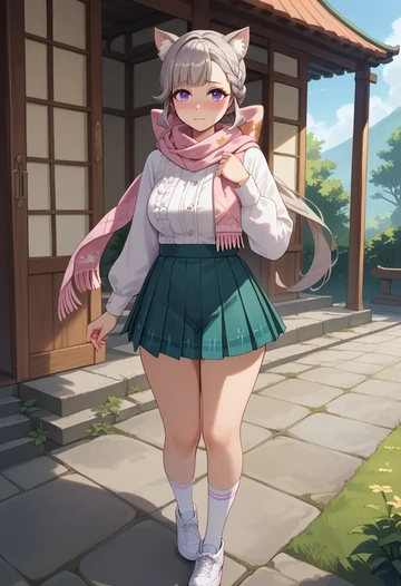 genshin impact,lynette,spring,student uniform,knit sweater  - AI generated anime art