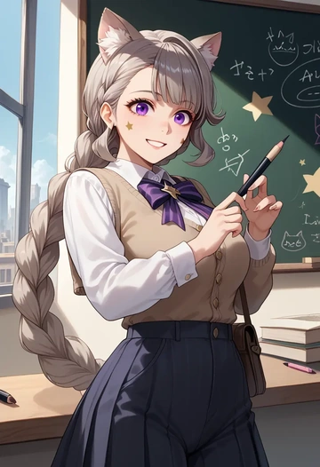 genshin impact,lynette,teacher, sweater  - AI generated anime art