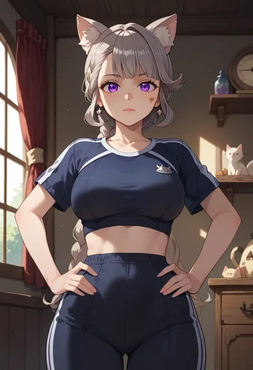 genshin impact,lynette,athletic,track suit  - AI generated anime art