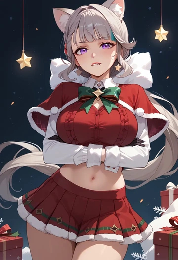 genshin impact,lynette,Christmas,skirt  - AI generated anime art