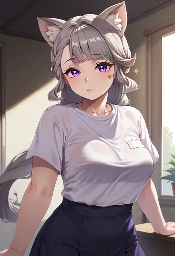 genshin impact,lynette,running shirt,shorts,sneakers  - AI generated anime art