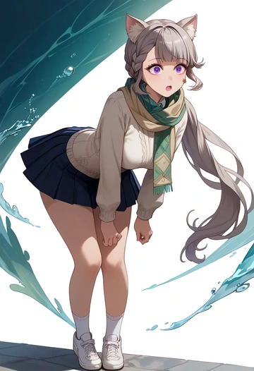 genshin impact,lynette,spring,student uniform,knit sweater  - AI generated anime art