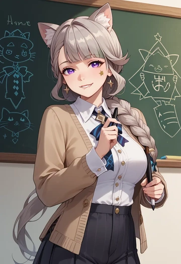 genshin impact,lynette,teacher, sweater  - AI generated anime art