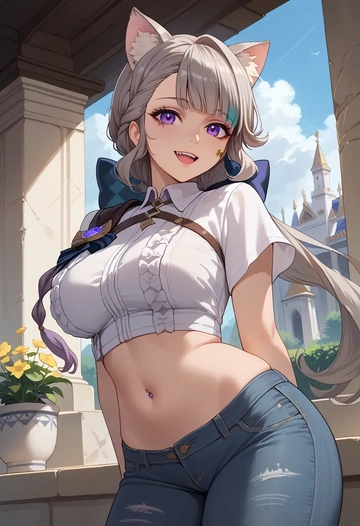 genshin impact,lynette,crop top  - AI generated anime art