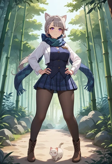 genshin impact,lynette,winter,student uniform,down jacket  - AI generated anime art