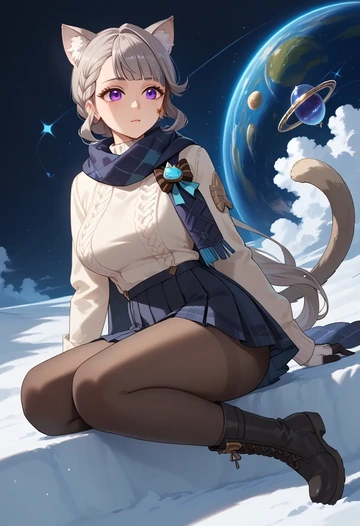 genshin impact,lynette,winter,student uniform,puffer coat  - AI generated anime art