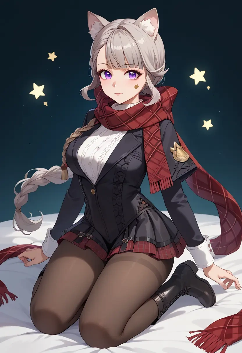 genshin impact,lynette,winter,student uniform,fur-collared jacket  - 