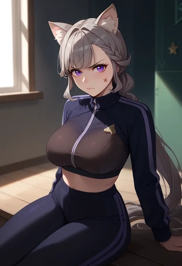 genshin impact,lynette,athletic,track suit  - AI generated anime art