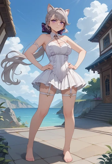 genshin impact,lynette,silk slip dress  - AI generated anime art