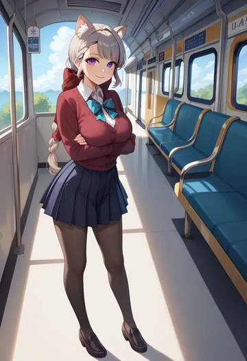 genshin impact,lynette,winter,student uniform,cardigan  - AI generated anime art