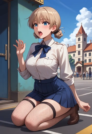 world_witches_series,lynette_bishop,mini skirt, stockings  - AI generated anime art