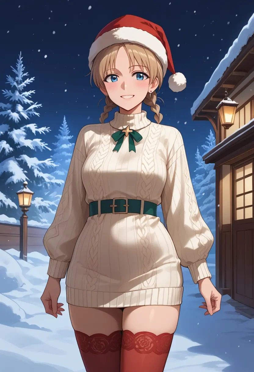 world_witches_series,lynette_bishop,Christmas,sweater dress,stockings  - 