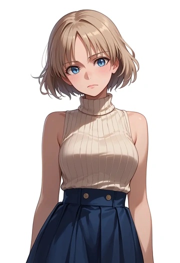 world_witches_series,lynette_bishop,turtleneck,knit,maxi skirt  - AI generated anime art