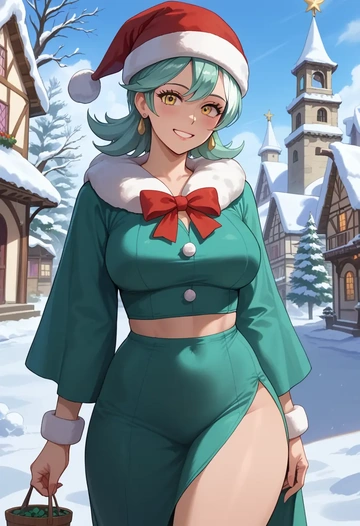 pokemon,lyra_(pokemon),Christmas,dress  - AI generated anime art