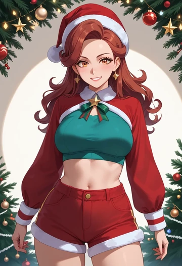 pokemon,lyra_(pokemon),Christmas,red velvet shorts  - AI generated anime art