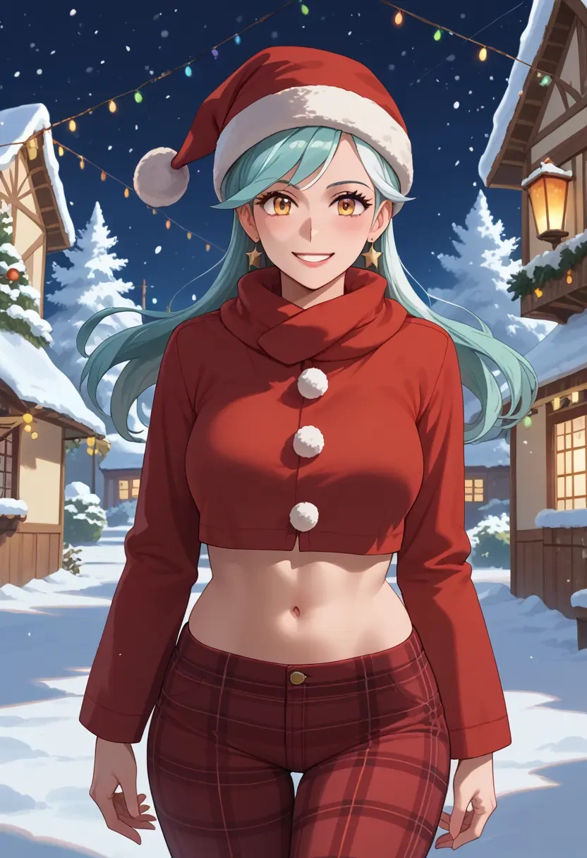 pokemon,lyra_(pokemon),Christmas,plaid trousers  - 