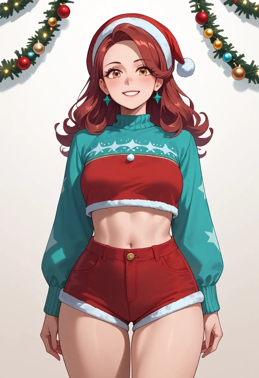 pokemon,lyra_(pokemon),Christmas,red velvet shorts  - 