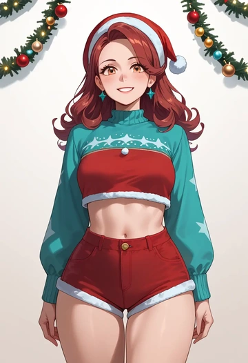 pokemon,lyra_(pokemon),Christmas,red velvet shorts  - AI generated anime art