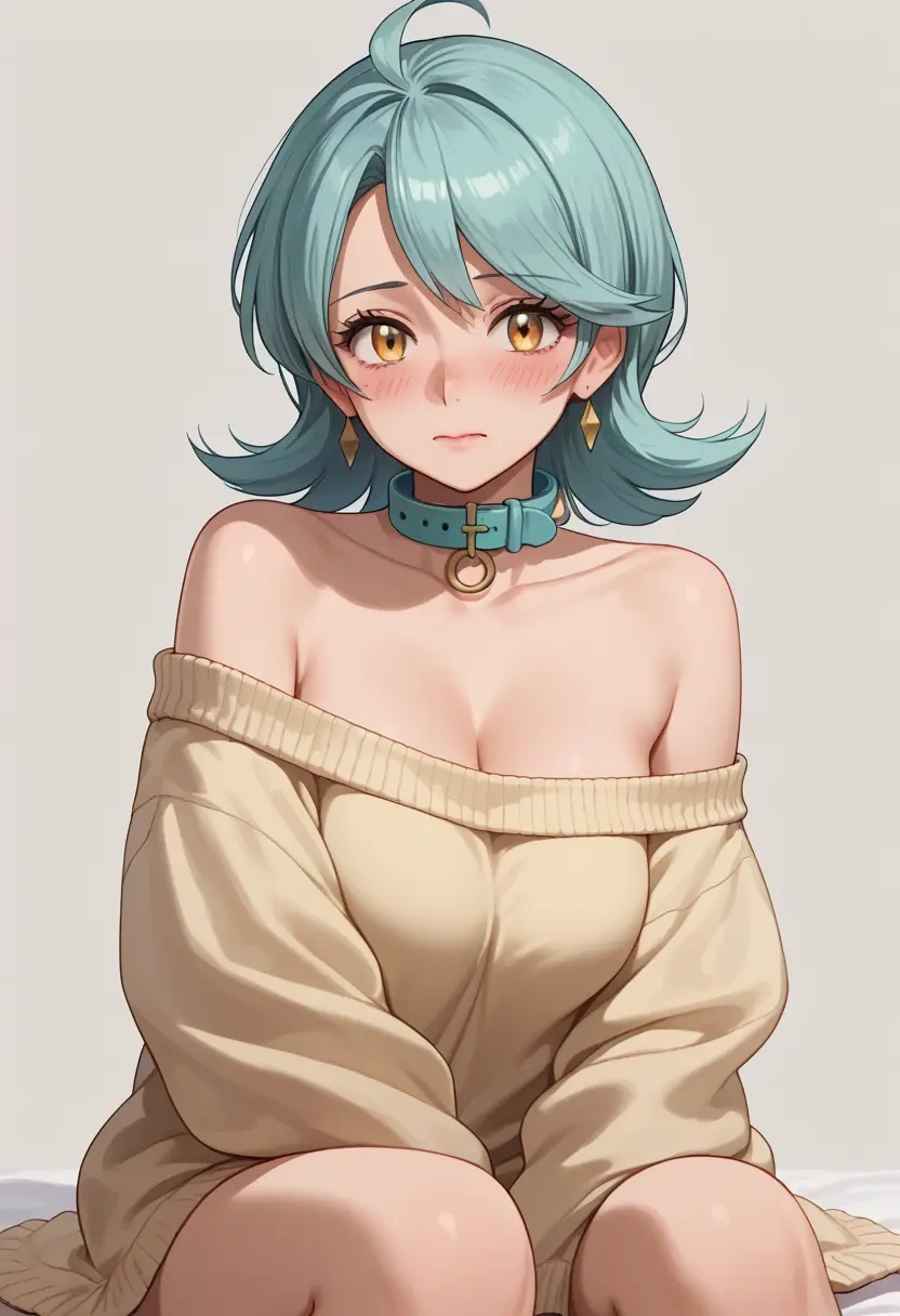 pokemon,lyra_(pokemon),sweater,off-shoulder,collar  - 