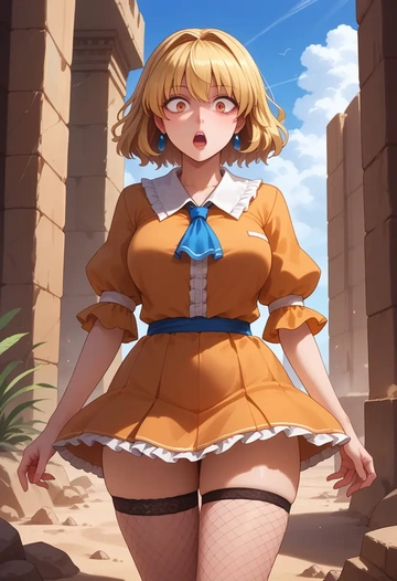 touhou,lyrica_prismriver,mini skirt, stockings  - AI generated anime art