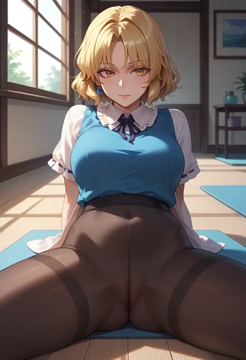 touhou,lyrica_prismriver,yoga,lying, spread legs,sexy,  - AI generated anime art